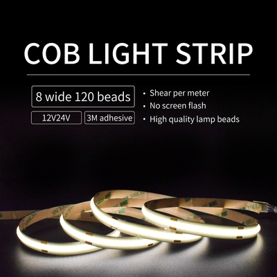 Điện áp thấp 4500k Cob Led Dải ánh sáng siêu hẹp linh hoạt 12 v 24v Ra90