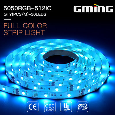 6W UCS DMX512-16 463nm SMD 5050 LED Strip Light 30leds / M